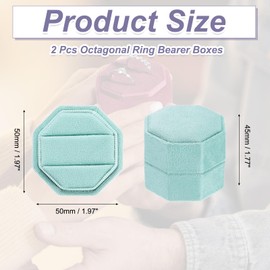 PATIKIL 2 Slots Vintage Velvet Ring Boxes, 2 Pack Octagonal Elegant His and Her Wedding Ring Jewelry Organizer Holders for Engagement Proposal Ceremony Anniversary, Sky Blue