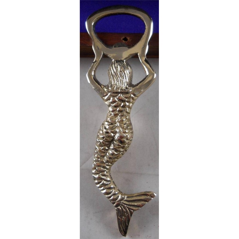 Solid Brass Mermaid Bottle Opener in Wooden Box with Inlaid