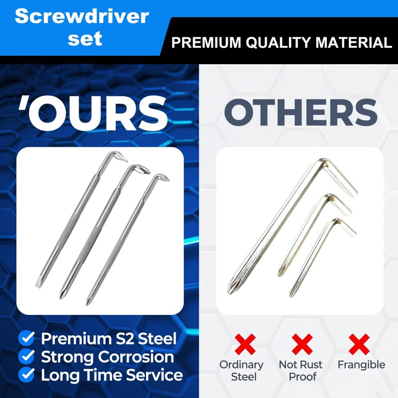3PCS Offset Screwdriver Set S2 Steel L-Type Double Head Offset