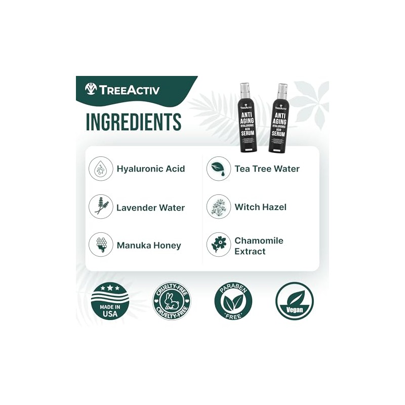 TreeActiv Oil-Free Advanced Skin Repair Serum, Hyaluronic Acid Serum for