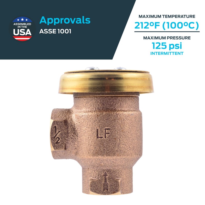 Cash Acme 1/2 Inch V-101 Anti-Siphon Vacuum Breaker, Brass Plumbing