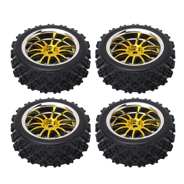 NIZUUONE 4-Piece RC Car Tyres Gold Star Shape 12 Hole