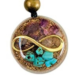 Orgone Necklace Infinite Protection, Healing Crystals, Stone- Gemstore Turquoise, Amethyst - SBB Coil – Pendant Orgonite, Boy, Girl, Children, Yoga, Handmade, Arte Orgones
