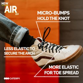 Caterpy Air 2.0 Flat Elastic Shoelaces – Anti-Slip Design for Kids & Adults, Casual and Athletic Shoes