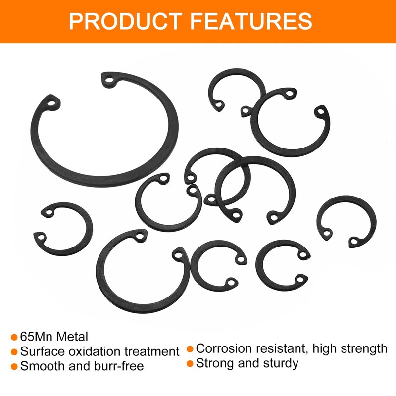 sourcing map 10Pcs 50mm Internal Retaining Ring Circlip, 65 Mn