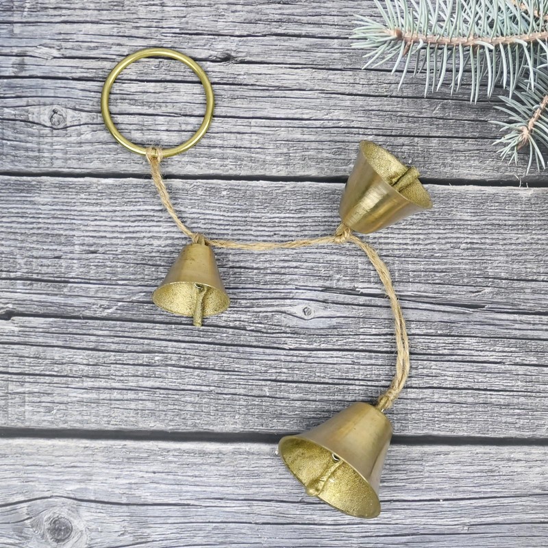 Brass Rustic Hanging Bells for Door Knob Decoration, Home Garden