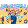 INRUI Ice Cream Drip Baseball Birthday Photography Backdrop 6x4FT