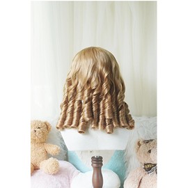VVRPWASSLY Vintage Lolita Costume Wig with Bangs Women Regency Spiral Curls Wig Lady Synthetic Heat Resistant Wig (Golden)