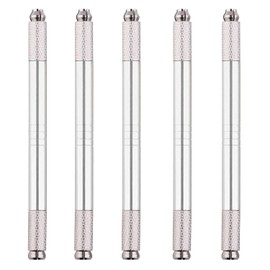 Microblading Pens 5 Piece Silver Double Sided Manual Tattoo Pen Kit for Permanent Makeup Supplies | Durable Aluminum Pen With Lock-Pin Tech & Ergonomic Grip (Style-3)