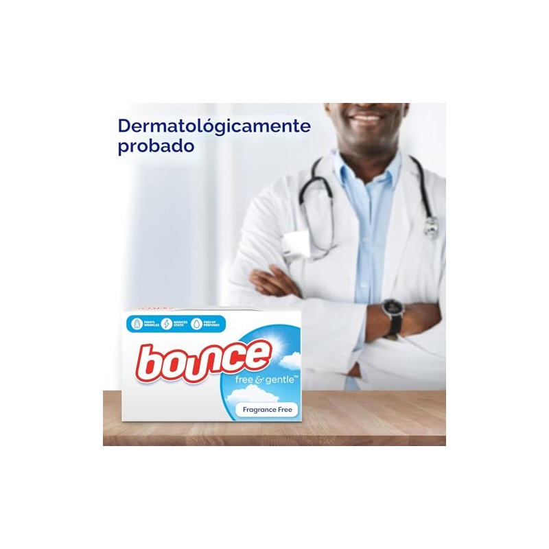 Bounce Hojas para secadora Free & Gentle, sin fragancia, 240