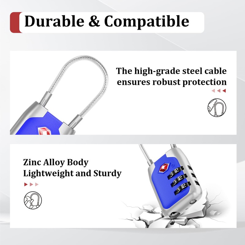 Joyway TSA Approved Luggage Lock, 3 Digit Combination Cable Lock