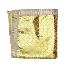 Yellow Decorative Backdrop Puja Cloth Chunari (Size: - 40 Inches x 18 Inches) Chunni Puja Festival Traditional Decoration Chunr MATA Ki Chunri for Statue Chowki Aasan Mat Posters Frame