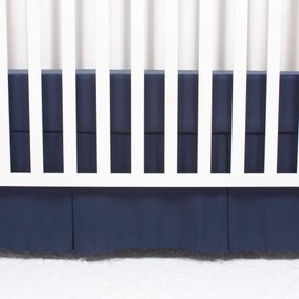 CaSaJa Classic Microfiber Crib Skirt with One Side Pleated Soft Breathable Dust Ruffle Fits Standard Crib and Toddler Bed Navy Blue Color for Boys 14 inchs Drop Navy