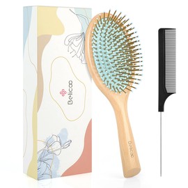 BELICOO Bamboo Hair Brush, Boar Bristle Brush for Women, Professional Bamboo Paddle Brush, No Pull and No Hurt to Hair, Improving Hair Texture