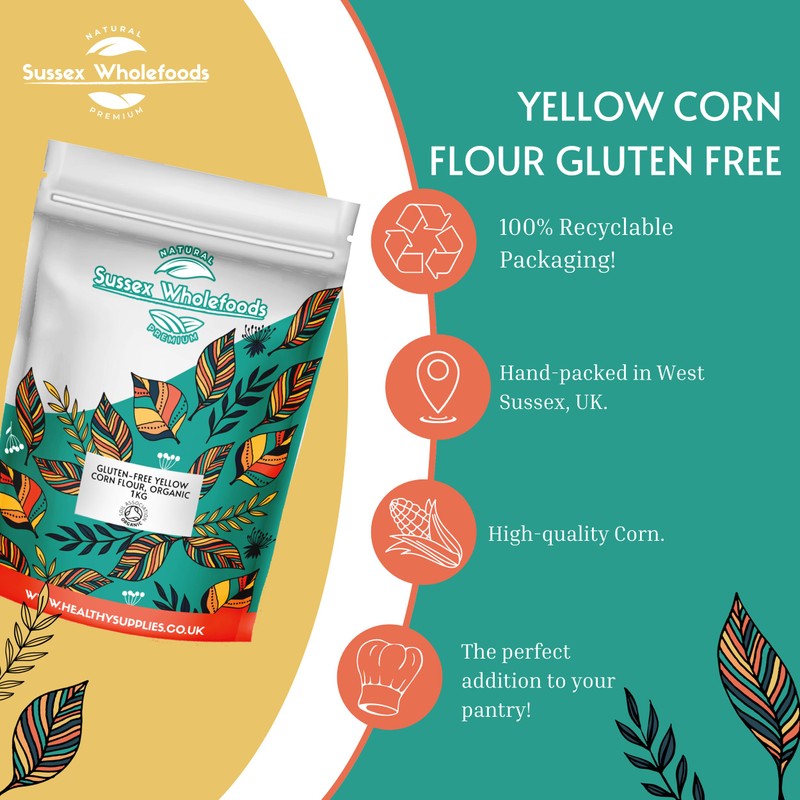 Sussex Wholefoods Organic Yellow Corn Flour 500g - Gluten-Free &