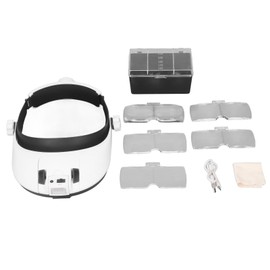 Head Magnifier Rechargeable Magnifying Glasses LED with 5pcs Eyeglass for Reading Repair