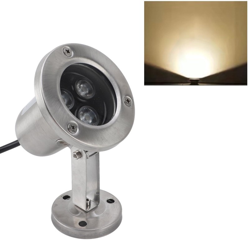 Submersible Spotlight, DC 12V LED Stainless Steel Pond Light for