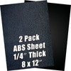 ABS Plastic Sheet 1/4 Inch Thick 8" x 12" (2-Pack)，Black