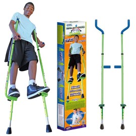 Geospace Adjustable Walkaroo Xtreme Steel Stilts for Kids - Vert Lifters Indoor/Outdoor Play, Exercise, Steel Stilts for Adults- Up to 250 lbs, Height Adjustable Walking stilts, kids Stilts - Green