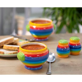 Hand Painted Rainbow Stripe Salt and Pepper Shakers