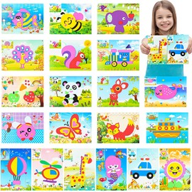 MALLMALL6 20Pcs Mosaic Sticker Art Kits for Kids DIY Mosaic Foam Stickers Art Crafts 3D Puzzle Drawing Stickers Craft Activities Early Learning Games Handmade Art Kit for Preschool Toddlers Boys Girl