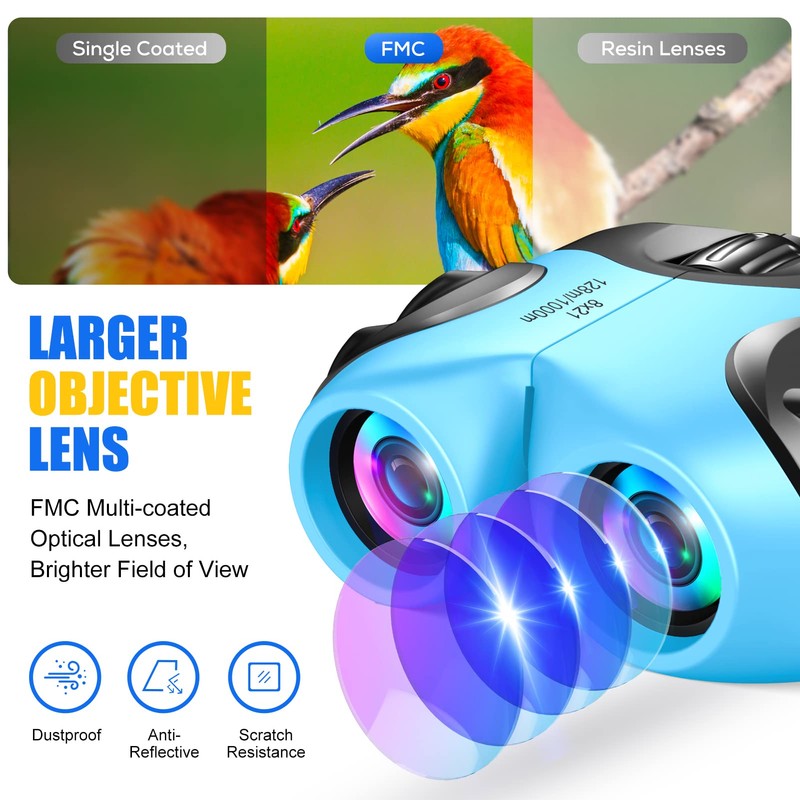 LET'S GO! Binoculars for Kids Boys, Outdoor Toys for 3-9