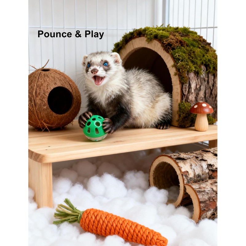 HEUHAI 10-Pack Ferret Bell Ball Toys, Non-Toxic PP, Hollow Chew