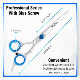 Professional Barber Razor Edge Hair Cutting Scissors/Shears – TRISBRO Trimming Scissors for Hair 6.5 Inch Stainless Steel Hairdressing Styling Trimming Shears - Adjustable Screw… (Blue)