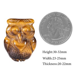 Rockcloud Pack of 2 Hand Carved Crystal Owl Statue Pocket Stone Animal Figurine Ornament Polished Owl Sculpture for Home Office Desktop Decoration, Tiger's Eye Stone