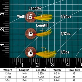 Dr.Fish 10 Pack Crappie Jig Heads Marabou Feather Jigs Freshwater, Round Ball Swimbait Fishing Hooks for Walleye Crappie Panfish Trout Lure Fishing White,1/24oz