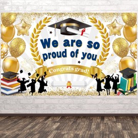EULAPGOE Large We Are So Proud of You Banner for Graduation Decoration, Graduation Background, Fabric Banner Passed Exam Decoration Photo Prop Congratulations for Bachelor Master Doctor