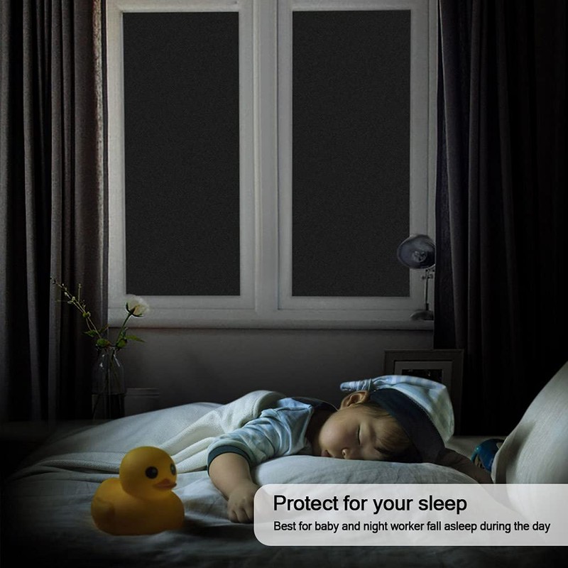 Finnez Blackout Window Privacy Film No Glue Necesary Static Cling,Anti-UV,Black
