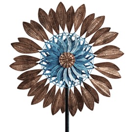 Wind Spinners 360°, Garden Outdoor Metal Windmill Yard Spinners Large 84 in Height 22 in Dia Dual Direction Dual Rotors Wind with Kinetic, Wind Spinner Clearance for Yard and Garden Art Decor(Copper)