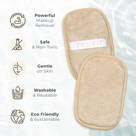 Zadro Makeup Remover Cloths 6-Pack Erase All Makeup with Just Water, Including Waterproof Mascara, Eyeliner, Foundation, Lipstick, Sunscreen, and More