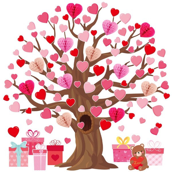Buryeah 77 Pcs Valentine's Day Tree Bulletin Board Set 47