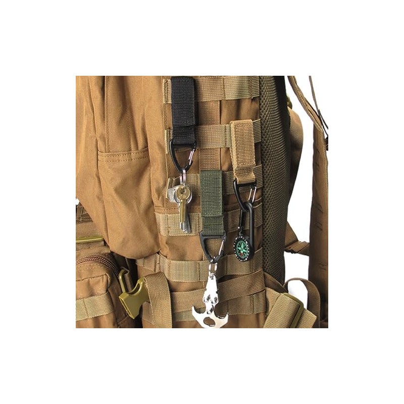 JEELAD Key Ring, Keychain, Tactical Ring, Carabiner, Velcro, Molle, Tactical