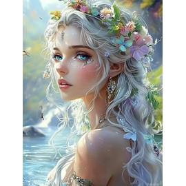 PUAGEMTI Diamond Painting Kits Flower Woman, for Adults Beginners, 5D Crystal Rhinestone Embroidery Diamond Art Kits 12x16 Inch, for Home Decor Wall Decor and Holiday Gifts