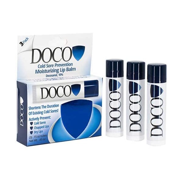 DocoShield Cold Sore Prevention Lip Balm w/ Docosanol (3-Pack)