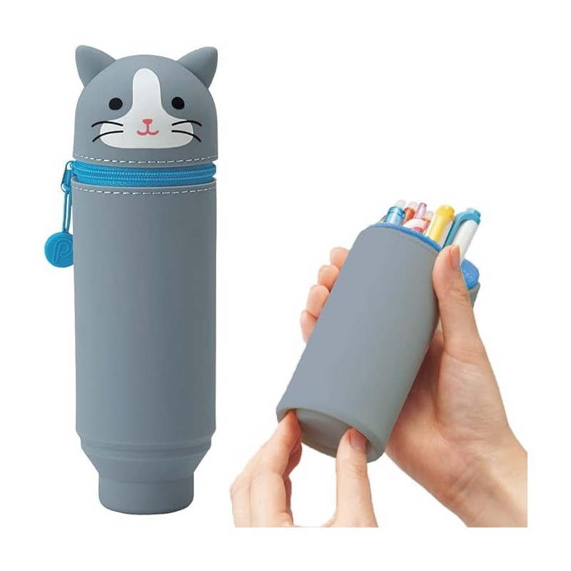 LIHIT LAB. PuniLabo Stand Up Pen Case (Pen Holder), Gray