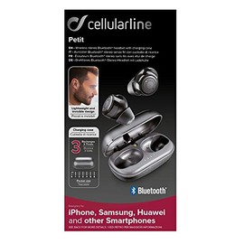 Cellularline Petit True Kablosuz Kulaklık Kulaklık, Taşınabilir Pil Şarj Cihazlı Bluetooth Kablosuz Kulak İçi Kulaklık, TWS, Dahili Mikrofon, Dokunmatik Kontrol, Siyah, BTPETITTWSK