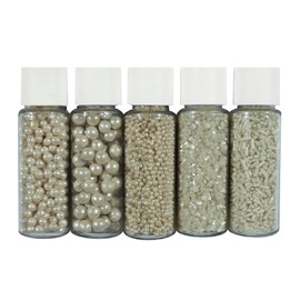 Confect Sprinkles for Christmas Cakes & Cupcakes Decoration | Birthday Sprinkles | Assorted Pack of 5 Wedding Glamour Pearl Sprinkles | Mix Dragees, Jimmies & Sparkling Sugar - 3.5 Oz