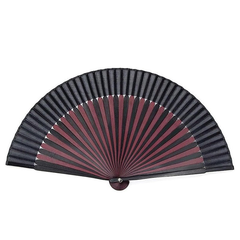 Kyoetsu Men's Hand Fan, Pure Silk, Plain, 2 Colors, Bamboo