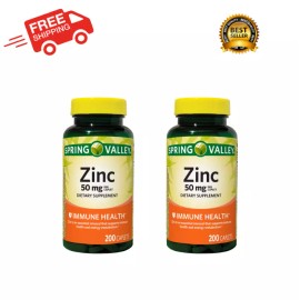 Spring Valley (2 PACK) Spring Valley Zinc Immune Health Dietary Supplement Caplet 50 mg,200 Ct