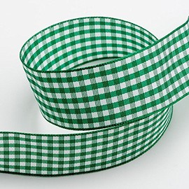 Green Gingham Ribbon 9mm x 10 Metres