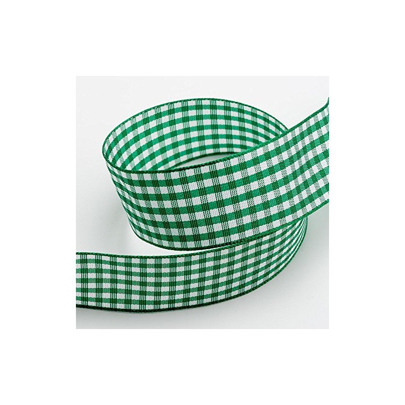 Green Gingham Ribbon 9mm x 10 Metres