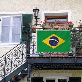 60×90 CM Brazil Flag,2×3 FT Brazilian Decor,Double Side Digital Printed 150D Polyester Banner With Canvas Header Brass Grommet