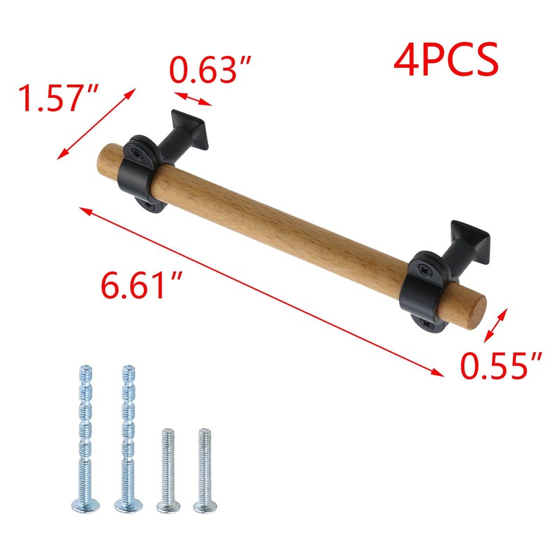 T Tulead 4PCS Wood Cabinet Handles Pulls Adjustable Hole Drawer
