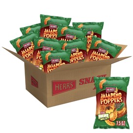 Herr's Jalapeño Poppers Flavored Cheese Curls - Made with Cheddar Cheese - 7.5 Ounce (Pack of 9) Great for Bold Flavor Fans
