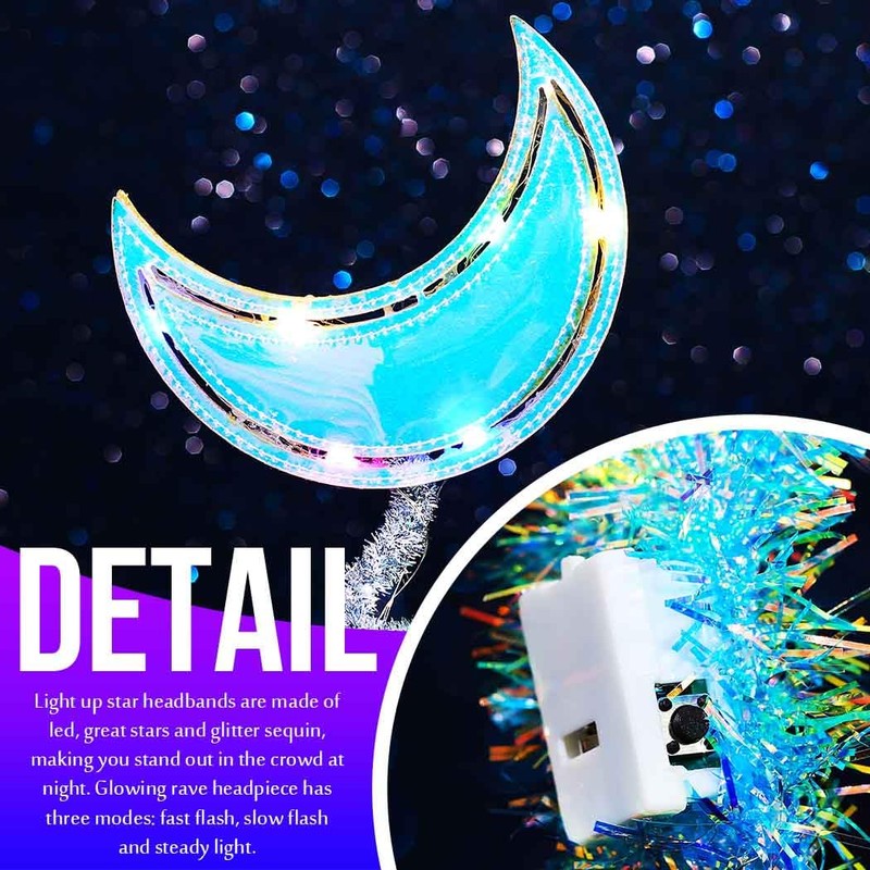 GENBREE Light Up Moon Headband Glowing Stars Headpiece Rave Party