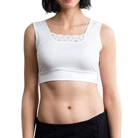 HALFTEE Peekaboo Tank Short Sleeve Layering Tee | Crop Tops for Women & Teens | White | M